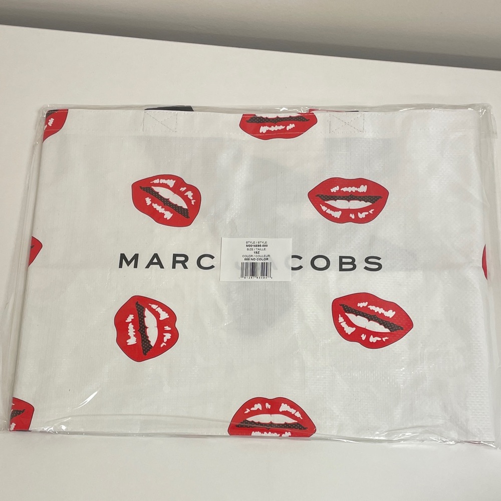 Marc Jacobs White Tote with Red Lip Print